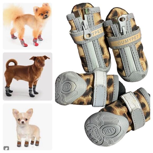 Leopard Print Little Dog Boots - Picture 1 of 8